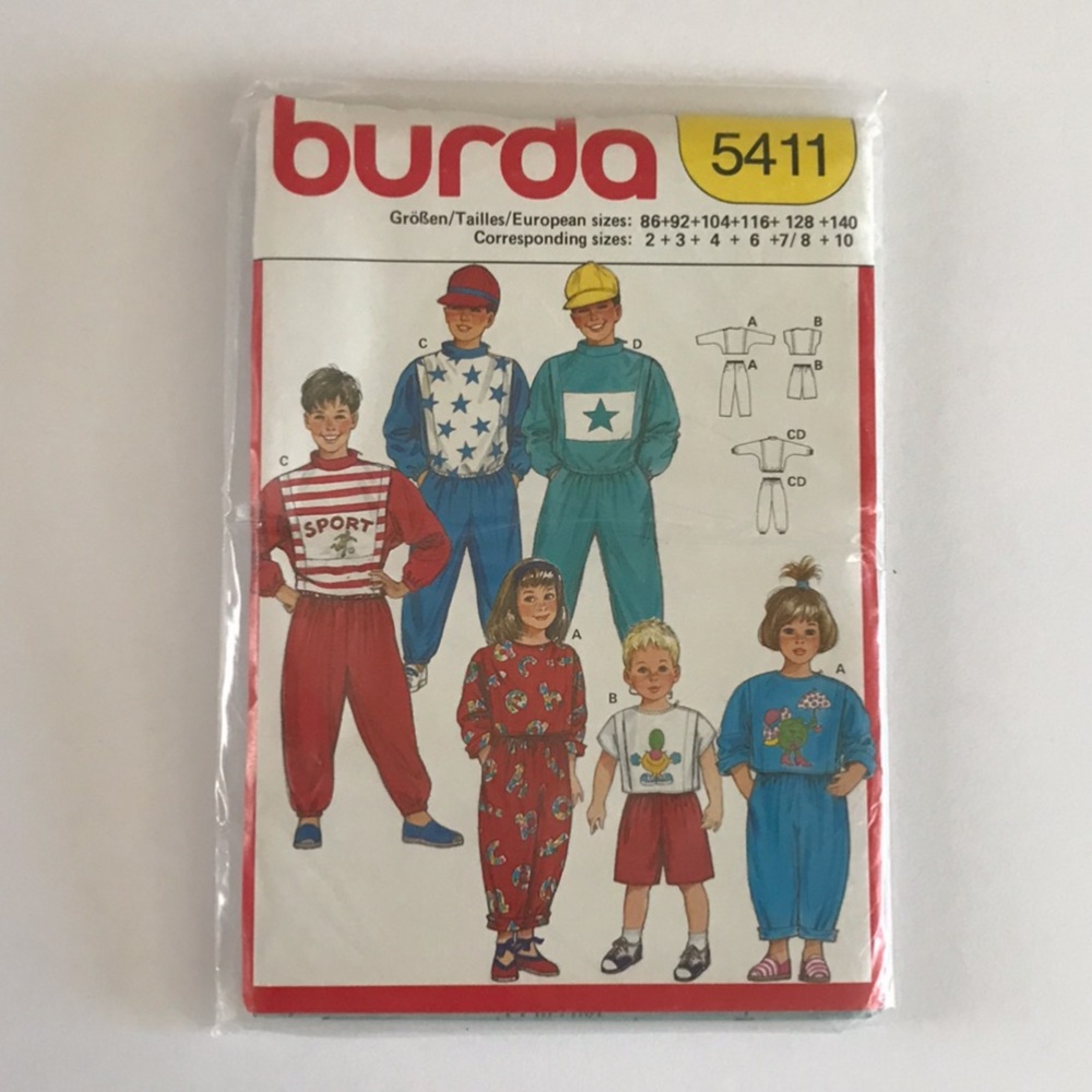 🧵3for12🧵 VTG Burda Pattern 5411 Child’s Top Shorts Pants